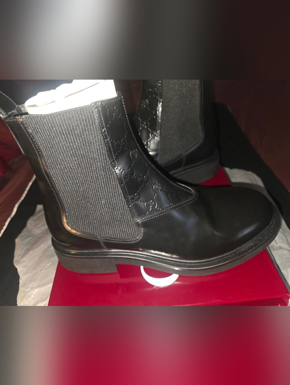 Authentic Gucci GG Leather Chelsea Boots / Men’s Size 12 / New